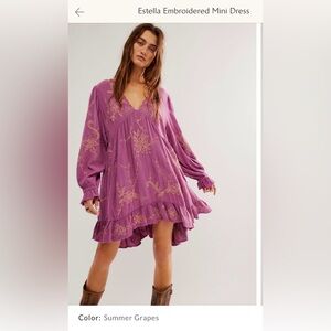 Free People Lavender Embroidered Top